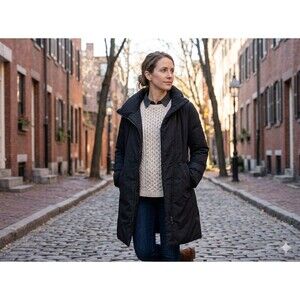 Theory Kendon Epic Down Puffer Coat Black Long Sz S